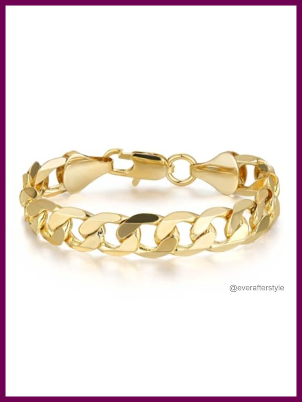 Gold Plated Cuban Curb Link Bracelet 9mm 8 Inch Box Clasp Unisex